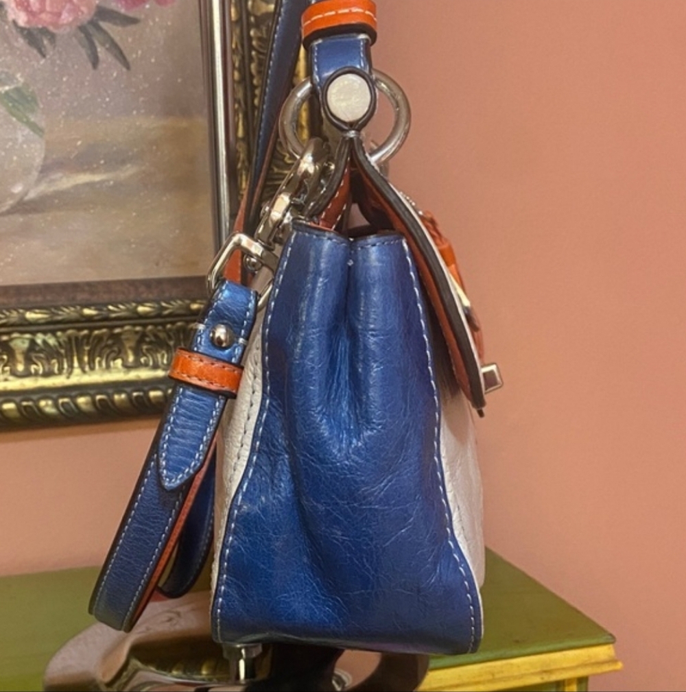 COACH LEGACY-Color Block City Willis Shoulder Crossbody Bag Gray Blue Orange - Picture 5 of 13